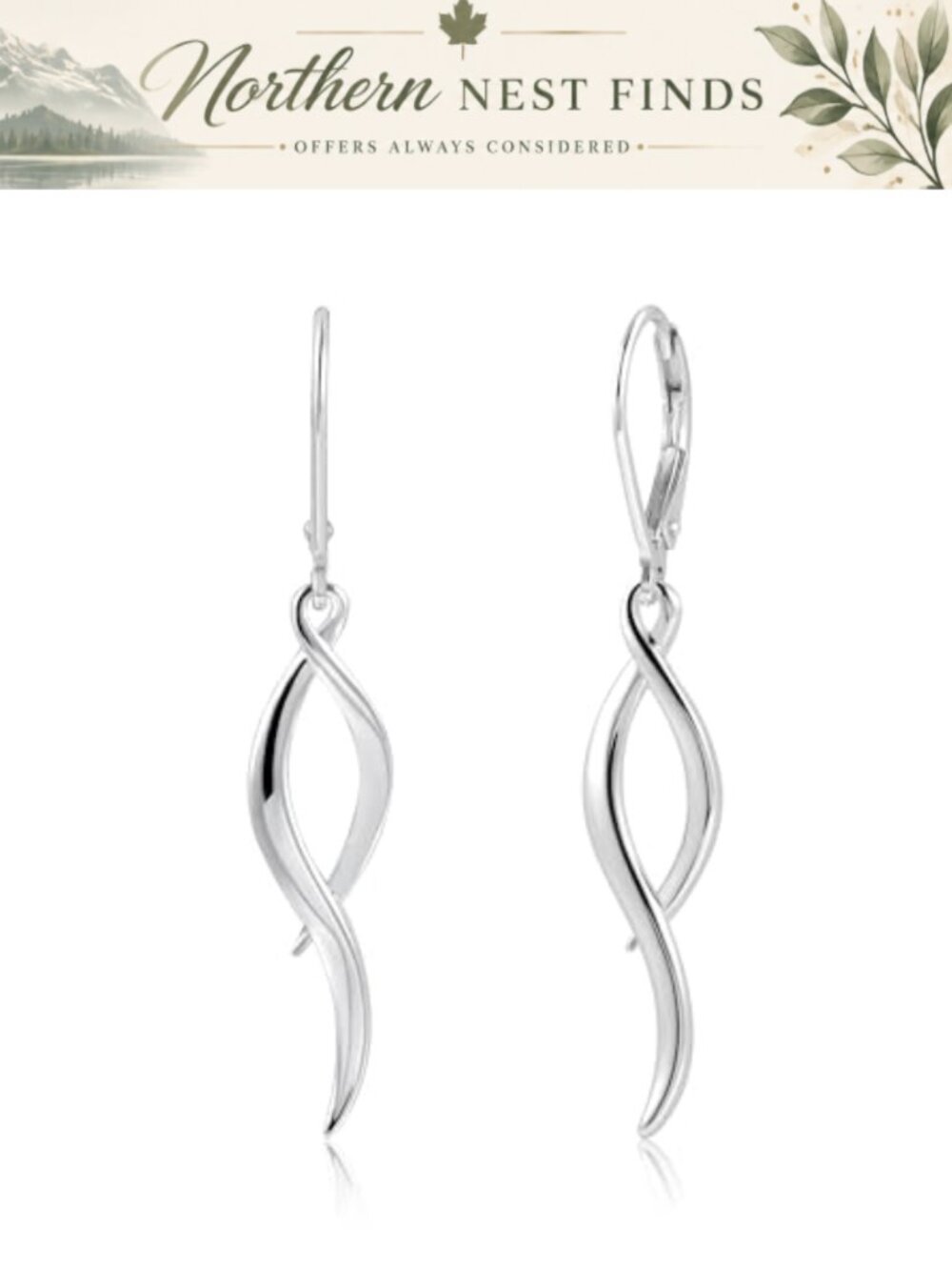 Sterling Silver Dangle Drop Earrings Leverback Women Jewelry Gift Box